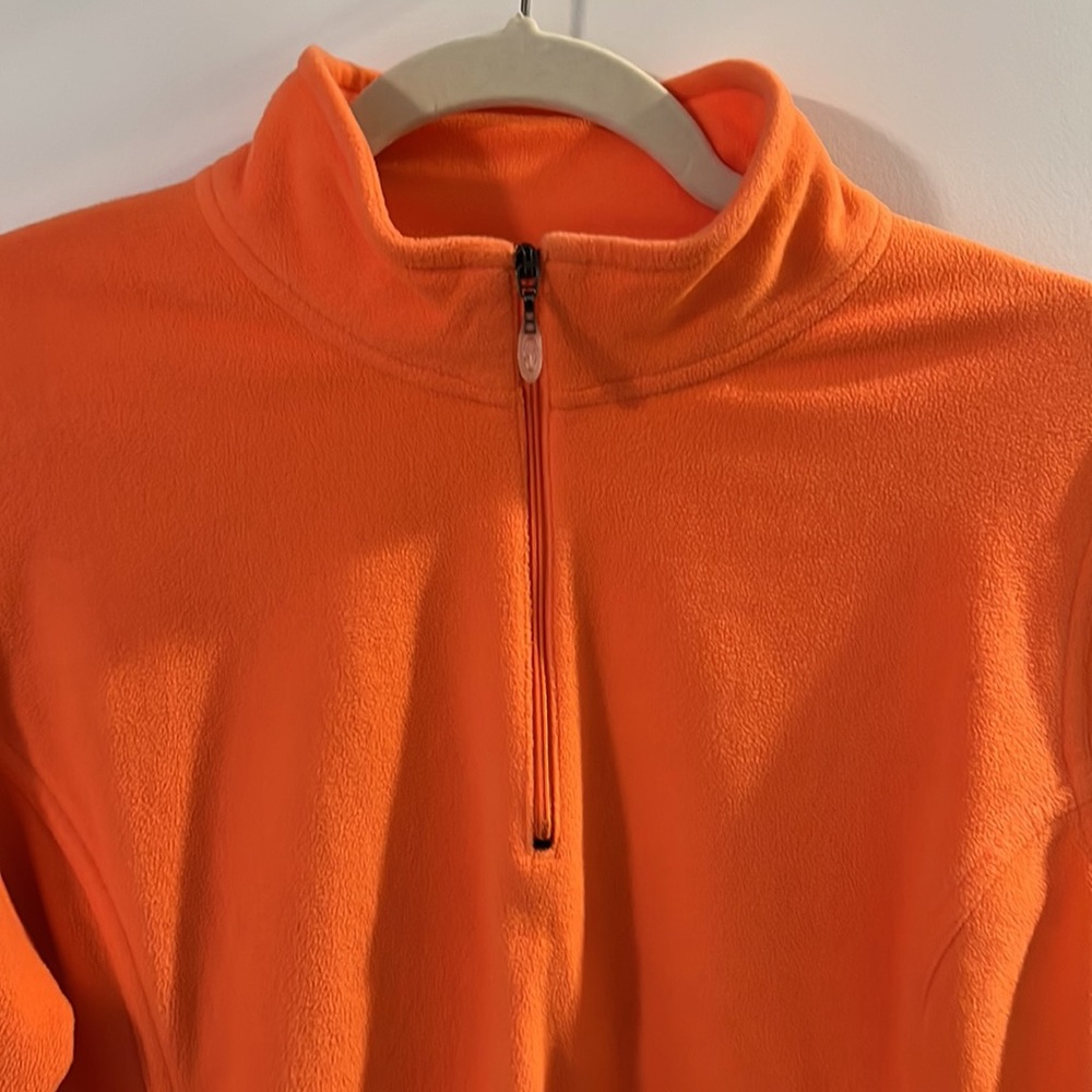 Champion Orange Fleece Pullover 1/4 Quarter Zip Sweater Sweatshirt